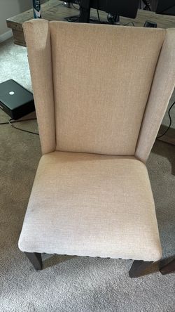 Beige Fabric Wingback Accent Chair