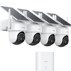 Solar Security Cameras Wireless Outdoor, 2K QHD Home Security System, 4 Cameras Kit with 166° Ultra-Wide View, Forever Power, Spotlight Camera, 32G Lo