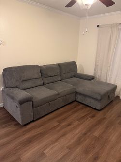 Gray Fabric Sectional Sofa with Chaise