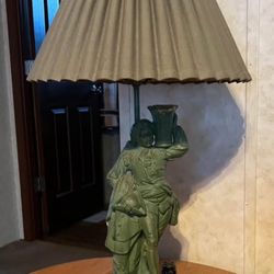Antique Lamp Figure With Shade