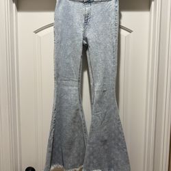 Rock & Roll Denim Flare Jeans Fringed 25 X 30