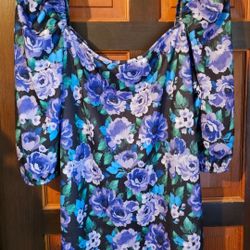 Boohoo Plus Floral Puff Sleeve Mini Dress Size 18 