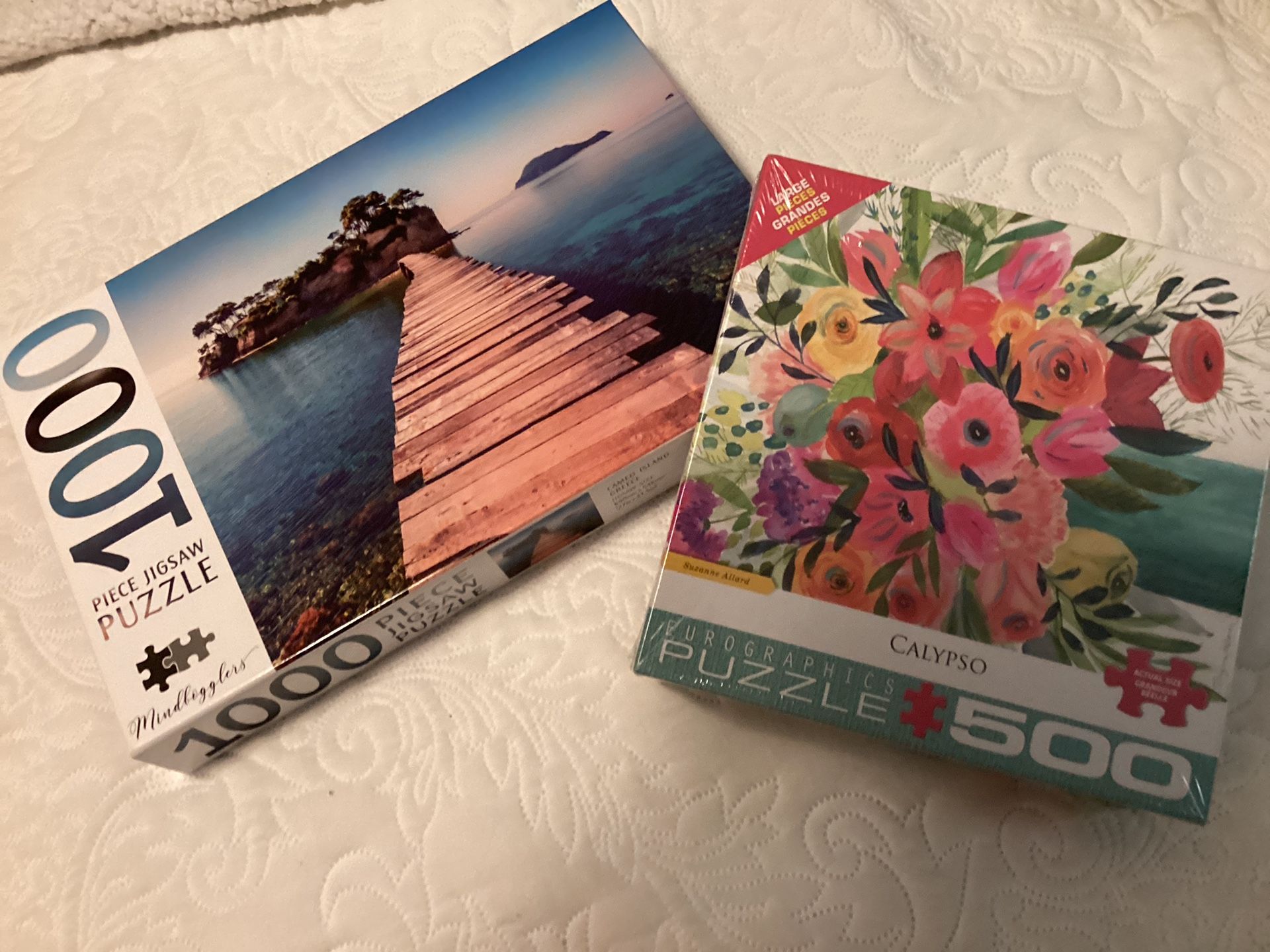 NEW Sealed Calypso 500 Pc Jigsaw Puzzle Eurographic & Mindboggler 1000 Pc Cameo Greek Island