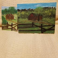 I have 2 handmade paintings 
1 8×10
1 5×7
My Mom did theses Beautiful paintings freehand.

Please go to my page and see other items that I have listed