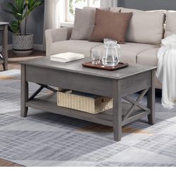 Solid Wood Grey Lift Top Coffee Table 