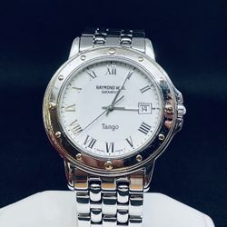 RAYMOND WEIL GENEVE 5560 TANGO QUARTZ STAINLESS STEEL WATCH W/ DATE