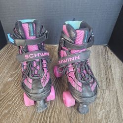 Schwinn Youth Adjustable Quad Roller Skates J 1 2 3 4 Pink Black