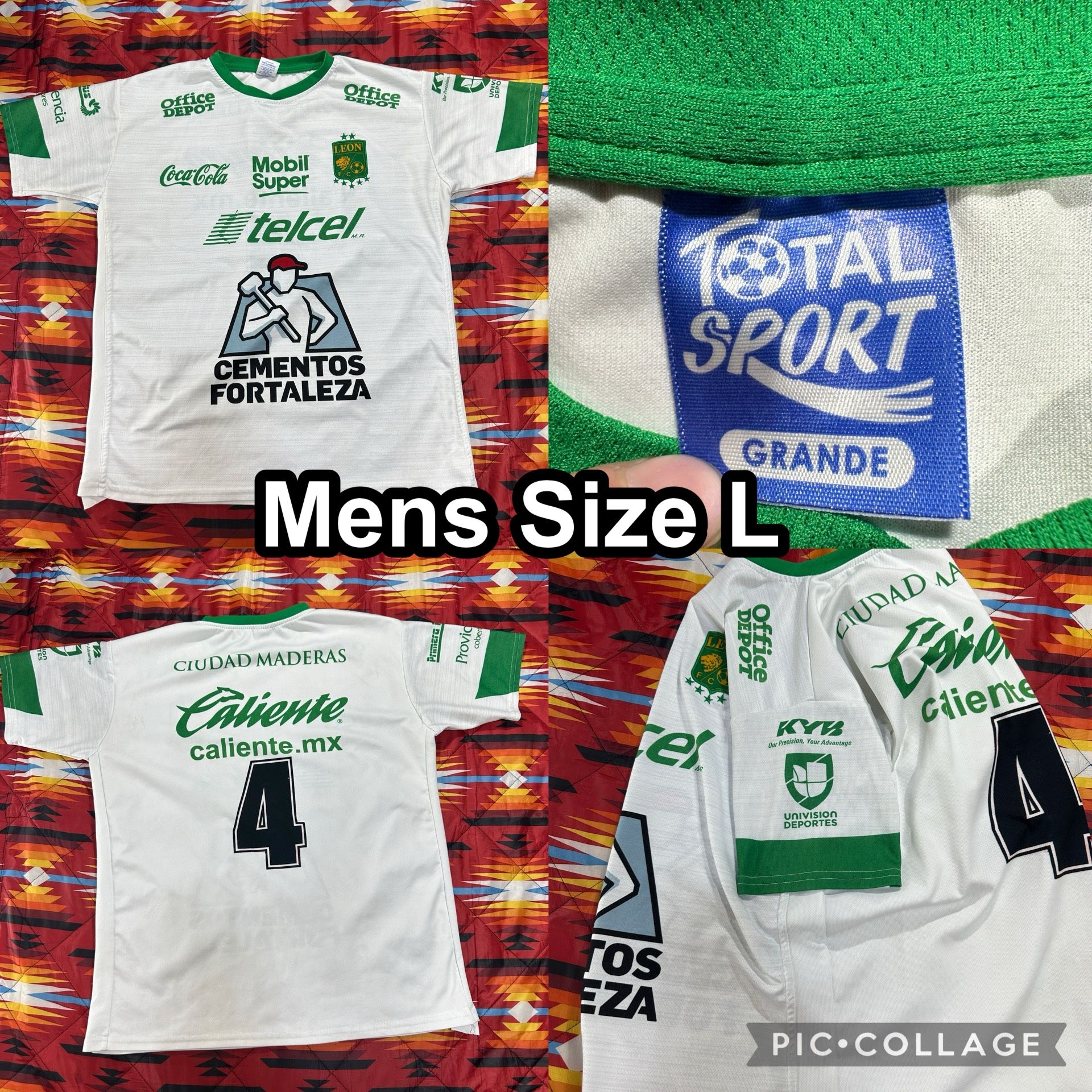 Leon FC Away Jersey White Green Total Sport Men’s Size...