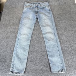 Levis 511 Slim Fit Jeans Light Wash Denim Distressed Blue Mens 34x34 (33x33)