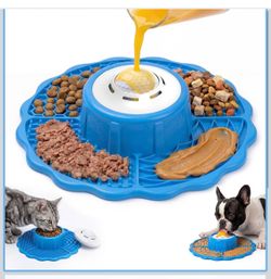 Slow Feeder Dog Bowls with Lick Mat & Rolling Lick Ball, Enrichment Toys 10oz. 3-in-1 Feeder. Leak-proof, Non-slip. Interactive Play. Slow eating. Liq