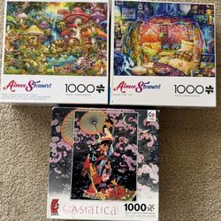 (3) Puzzles: Aimee Stewart and Asiatica 1000pcs $5per