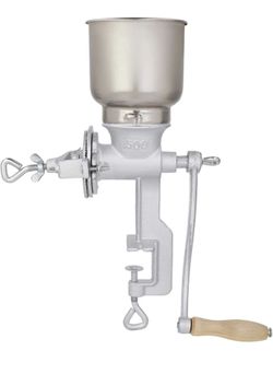 Grain Grinder,Home Use Hand Cranking Grain Grinder Corn Wheat Coffee Cast Iron Big Hopper Grain Manual Grinder - Silver