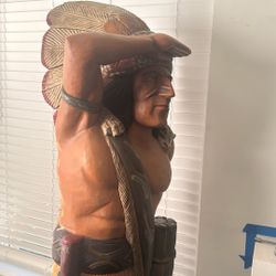 Antique Wood Carved And Hand Painted Indian 