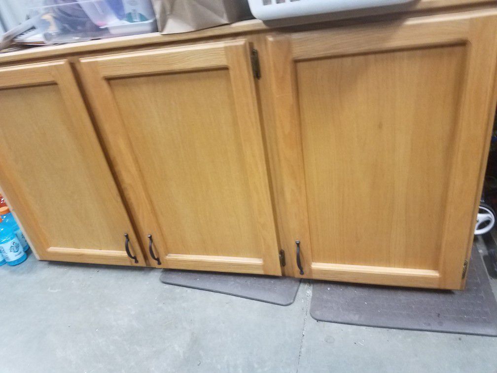 Kitchen upper oak cabinets