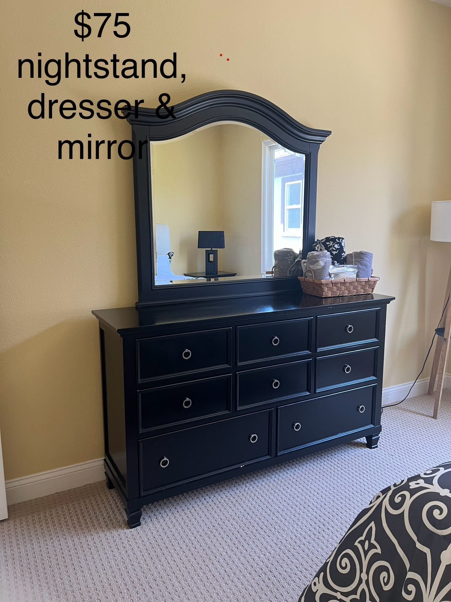 Dresser Mirror & Nightstand 