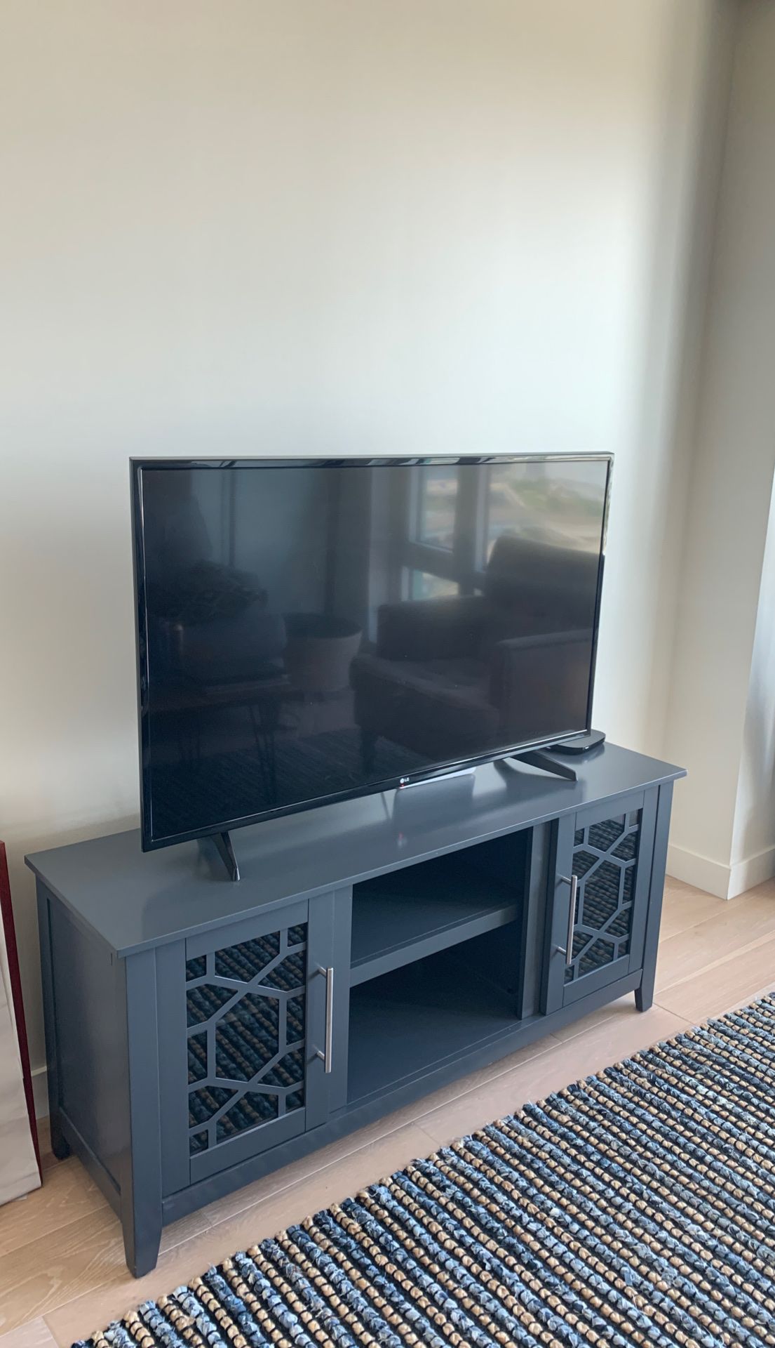 Modern Blue Grey TV stand with storage