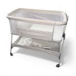 ANGELBLISS Flat Bedside Bassinet with Storage Basket, Easy Folding