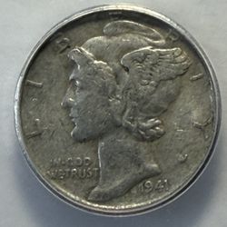 1941 Mercury Dime 10C –  Genuine – World War II Era U.S. Silver Coin