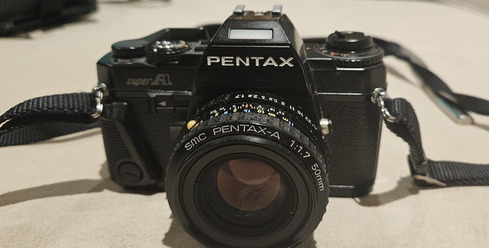 PENTAX Super-A 35mm SLR Film CAMERA with SMC PENTAX-A 50mm 1.4 LENS