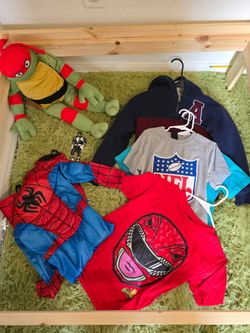Toys, rug, clothes, sneakers and more