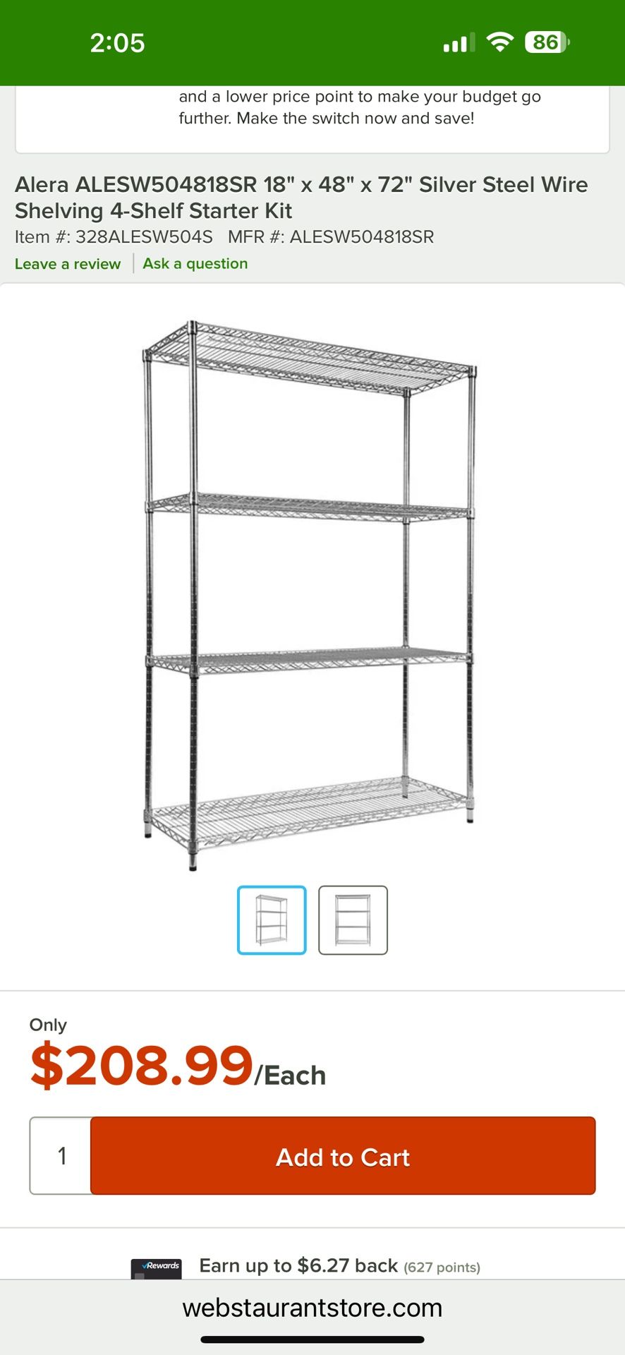 MINT CONDITION Alera Wire Shelf 18" x 48" x 72" Grey $230 New (Incl Tax) 750+ Lb Capacity