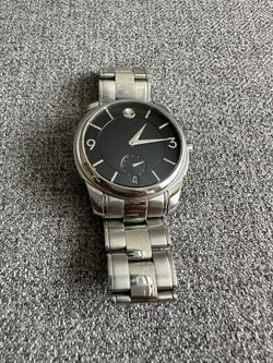 Movado LX Stainless Steel Black Dial Watch (Mens)