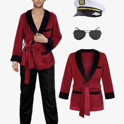 Oumbivil Red Robe Men Costume Captain Adult Women Hallowen Costumes Celebrity XL