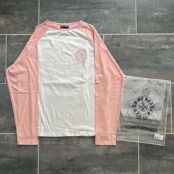 Chrome Hearts Baseball Pink & White Embroidered Longsleeve