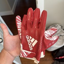Red Adidas XL Football Gloves 