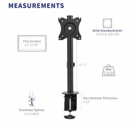Monitor Heavy Duty Desk Mount Stand, Holds 1 Standard to Ultrawide Screen up to 38 inches,