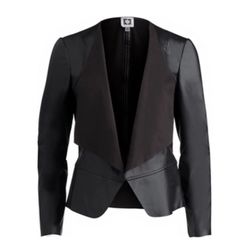 Anne Klein Vegan Leather Drape-Front Jacket