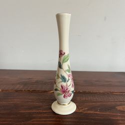 Vintage Lenox Bud Floral Vase Barrington Collection;  Flowers Gold Trim USA Made