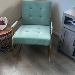 Teal/ Gold Rocking Chair