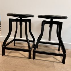 Iron Bar Stools (Adjustable Height, Swivels)