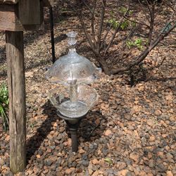 Lead Crystal Birdbath And feeder