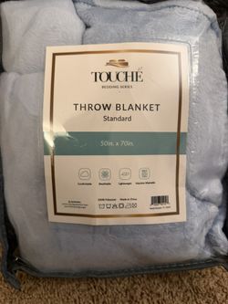 TOUCHE Bedding Series Polyester Queen Size Throw Blanket 50" x 70" Blue | Machine Washable