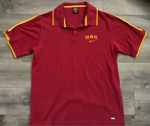 Vintage USC Trojans Nike Team Authentic Polo Shirt Maroon Large Swoosh Y2K
