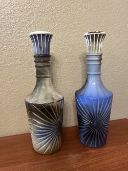 Botellas Decorativas Vintage de Vidrio – Set de 2 
