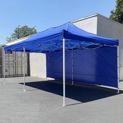 (NEW) $220 Heavy-Duty Canopy 10x20 ft with (2 Sidewalls), EZ Popup Shade Outdoor Gazebo, Carry Bag 