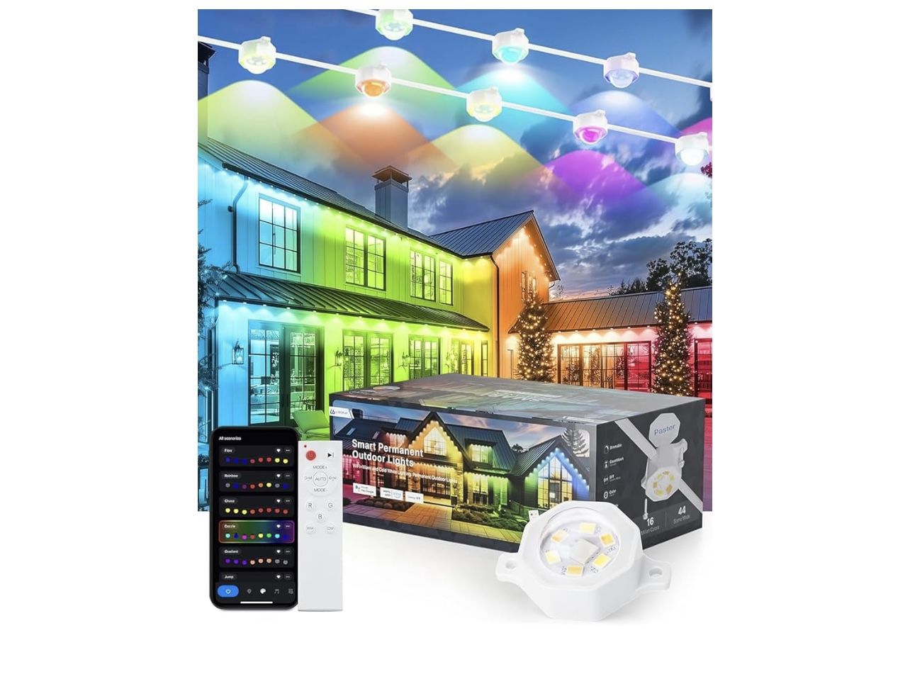 Permanent Outdoor Lights, Outdoor Permanent Lights for House, RGB+IC Color Changing for Year-Round Decor