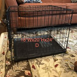 Wire dog crate 18”Wx20”Hx24D