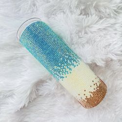 Beach Theme Rhinestone Tumbler 