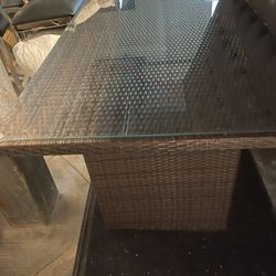 Wicker Set 2 Chairs Table And Side Table With Cushions 