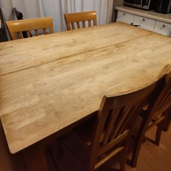 Real Wood Dining Table With 5 Chairs Used 