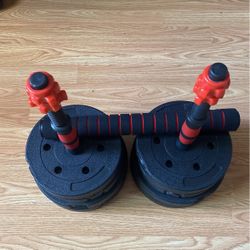 Home Gym Adjustable 42lb Dumbbell And Barbell Weights Set 