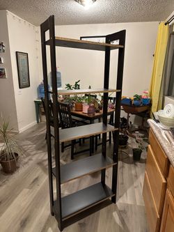 Black 5-Tier Ladder Bookshelf