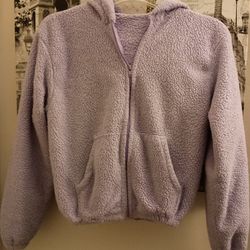 Girls Purple Fleece Jacket With Hoodie.