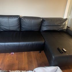 Black Leather Sofa Bed With Chaise