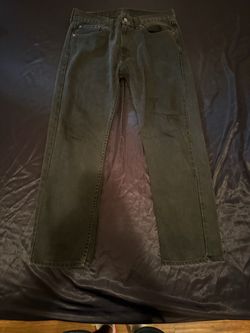 Dark Green Straight Leg Denim Jeans