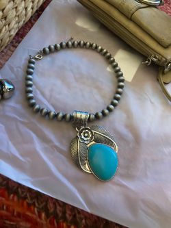 Navajo, turquoise and silver necklace